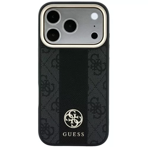 Guess - Leather 4G Stripe Round Classic Logo MagSafe (GUHMP18X6P4G4RCK) - iPhone 18 Pro Max / iPhone 17 Pro Max - Black