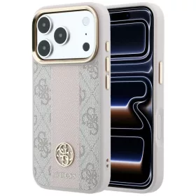   Guess - Leather 4G Stripe Round Classic Logo MagSafe (GUHMP18X6P4G4RCP) - iPhone 18 Pro Max / iPhone 17 Pro Max - Pink