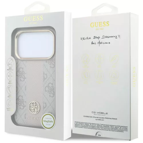 Guess - Leather 4G Stripe Round Classic Logo MagSafe (GUHMP18X6P4G4RCP) - iPhone 18 Pro Max / iPhone 17 Pro Max - Pink