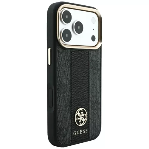 Guess - Leather 4G Stripe Round Classic Logo MagSafe (GUHMP18L6P4G4RCK) - iPhone 18 Pro / iPhone 17 Pro - Black