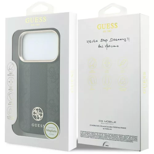 Guess - Leather 4G Stripe Round Classic Logo MagSafe (GUHMP18L6P4G4RCK) - iPhone 18 Pro / iPhone 17 Pro - Black