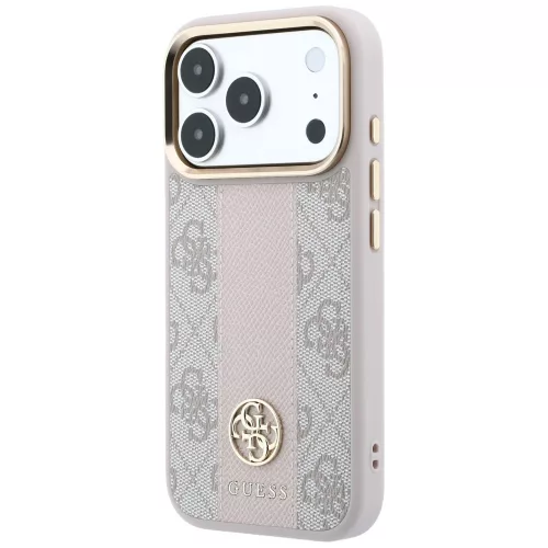 Guess - Leather 4G Stripe Round Classic Logo MagSafe (GUHMP18L6P4G4RCP) - iPhone 18 Pro / iPhone 17 Pro - Pink