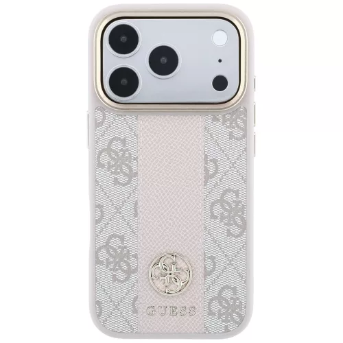 Guess - Leather 4G Stripe Round Classic Logo MagSafe (GUHMP18L6P4G4RCP) - iPhone 18 Pro / iPhone 17 Pro - Pink