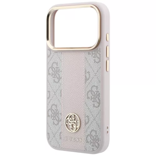Guess - Leather 4G Stripe Round Classic Logo MagSafe (GUHMP18L6P4G4RCP) - iPhone 18 Pro / iPhone 17 Pro - Pink