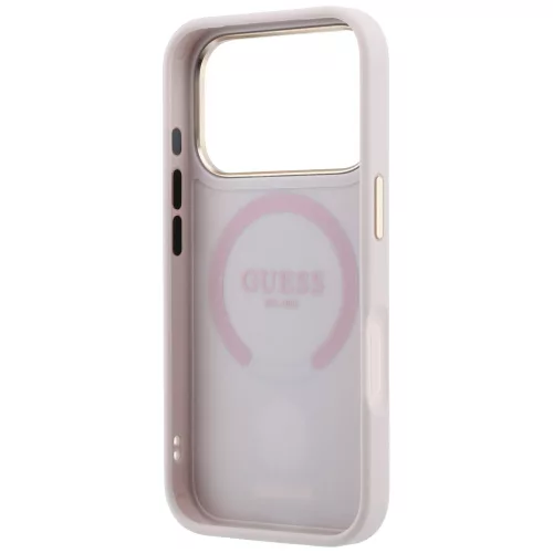 Guess - Leather 4G Stripe Round Classic Logo MagSafe (GUHMP18L6P4G4RCP) - iPhone 18 Pro / iPhone 17 Pro - Pink