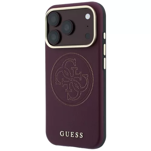 Guess - Leather Perforated 4G MagSafe (GUHMP18L6PS4SRGU) - iPhone 18 Pro / iPhone 17 Pro - Burgundy