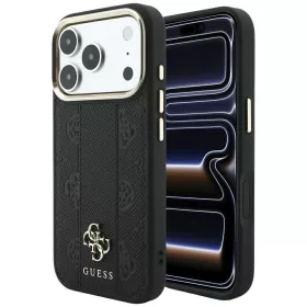   Guess - Leather Stripe Peony 4G MagSafe (GUHMP18X6PGSU4EK) - iPhone 18 Pro Max / iPhone 17 Pro Max - Black