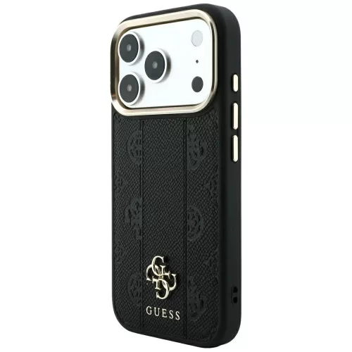 Guess - Leather Stripe Peony 4G MagSafe (GUHMP18X6PGSU4EK) - iPhone 18 Pro Max / iPhone 17 Pro Max - Black
