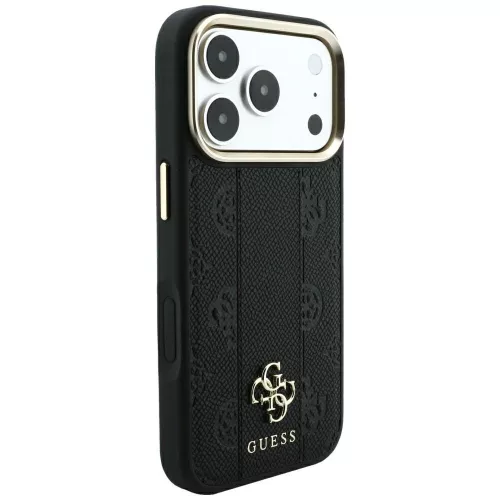 Guess - Leather Stripe Peony 4G MagSafe (GUHMP18X6PGSU4EK) - iPhone 18 Pro Max / iPhone 17 Pro Max - Black