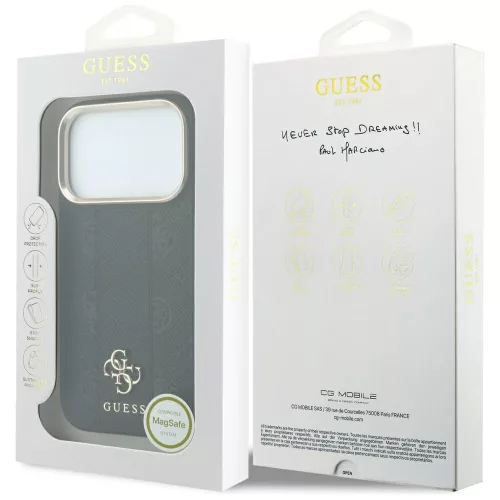 Guess - Leather Stripe Peony 4G MagSafe (GUHMP18X6PGSU4EK) - iPhone 18 Pro Max / iPhone 17 Pro Max - Black