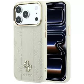   Guess - Leather Stripe Peony 4G MagSafe (GUHMP18X6PGSU4EE) - iPhone 18 Pro Max / iPhone 17 Pro Max - Beige