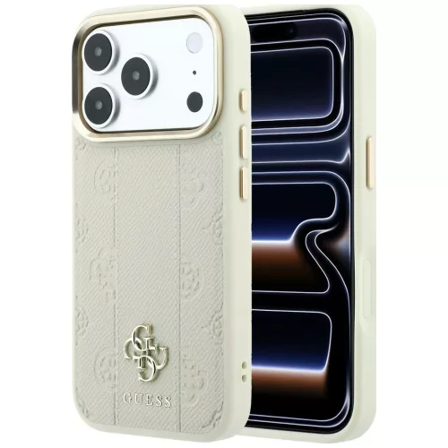 Guess - Leather Stripe Peony 4G MagSafe (GUHMP18X6PGSU4EE) - iPhone 18 Pro Max / iPhone 17 Pro Max - Beige