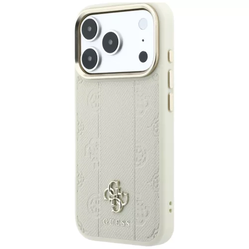 Guess - Leather Stripe Peony 4G MagSafe (GUHMP18X6PGSU4EE) - iPhone 18 Pro Max / iPhone 17 Pro Max - Beige