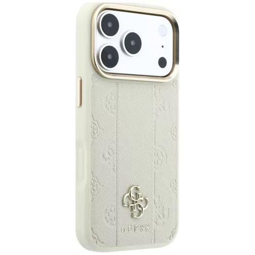 Guess - Leather Stripe Peony 4G MagSafe (GUHMP18X6PGSU4EE) - iPhone 18 Pro Max / iPhone 17 Pro Max - Beige