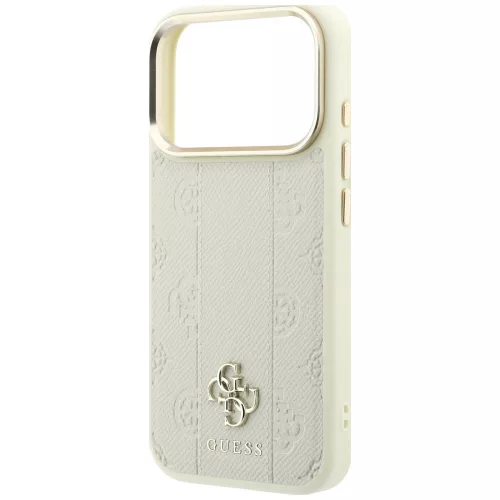 Guess - Leather Stripe Peony 4G MagSafe (GUHMP18X6PGSU4EE) - iPhone 18 Pro Max / iPhone 17 Pro Max - Beige