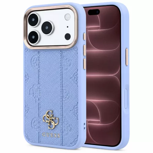 Guess - Leather Stripe Peony 4G MagSafe (GUHMP18X6PGSU4EB) - iPhone 18 Pro Max / iPhone 17 Pro Max - Light Blue
