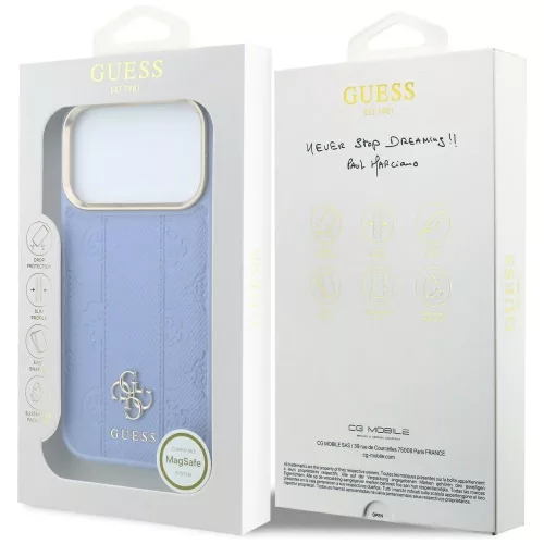 Guess - Leather Stripe Peony 4G MagSafe (GUHMP18X6PGSU4EB) - iPhone 18 Pro Max / iPhone 17 Pro Max - Light Blue