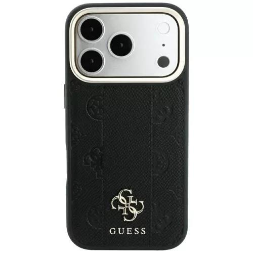Guess - Leather Stripe Peony 4G MagSafe (GUHMP18L6PGSU4EK) - iPhone 18 Pro / iPhone 17 Pro - Black