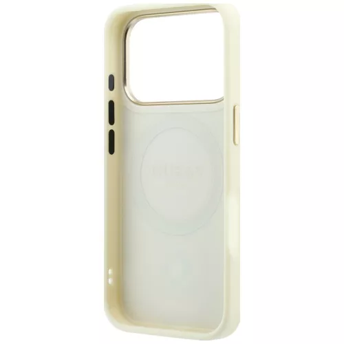 Guess - Leather Stripe Peony 4G MagSafe (GUHMP18L6PGSU4EE) - iPhone 18 Pro / iPhone 17 Pro - Beige