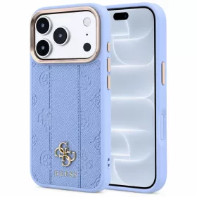   Guess - Leather Stripe Peony 4G MagSafe (GUHMP18L6PGSU4EB) - iPhone 18 Pro / iPhone 17 Pro - Light Blue