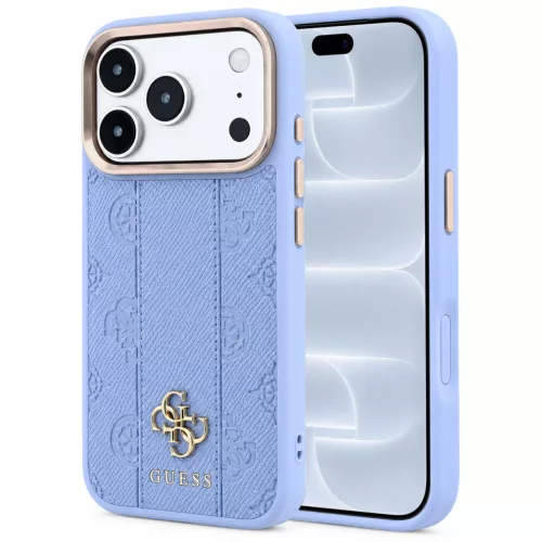 Guess - Leather Stripe Peony 4G MagSafe (GUHMP18L6PGSU4EB) - iPhone 18 Pro / iPhone 17 Pro - Light Blue