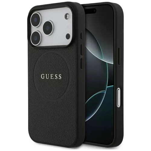 Guess - Grained Gold Ring MagSafe (GUHMP18LPGHSMMK) - iPhone 18 Pro / iPhone 17 Pro - Black