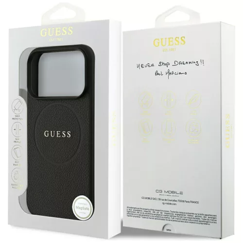 Guess - Grained Gold Ring MagSafe (GUHMP18LPGHSMMK) - iPhone 18 Pro / iPhone 17 Pro - Black