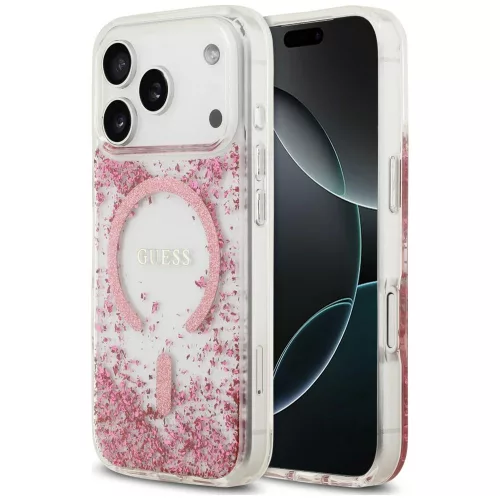 Guess - Resin Bottom Glitter MagSafe (GUHMP18LRGRGEP) - iPhone 18 Pro / iPhone 17 Pro - Pink