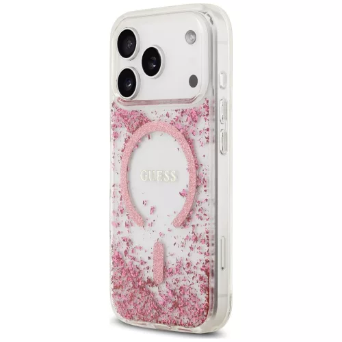 Guess - Resin Bottom Glitter MagSafe (GUHMP18LRGRGEP) - iPhone 18 Pro / iPhone 17 Pro - Pink