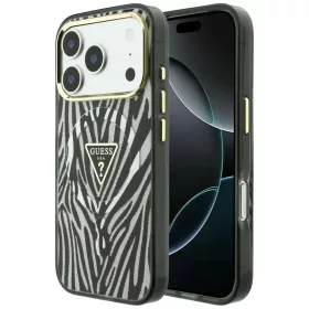   Guess - Zebra Glitter Triangle Logo MagSafe (GUHMP18L6HZPGTLS) - iPhone 18 Pro / iPhone 17 Pro - Silver
