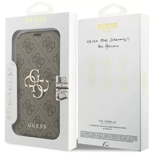 Guess - Book 4G Metal Logo (GUBKP18L4GMGBR) - iPhone 18 Pro / iPhone 17 Pro - Brown