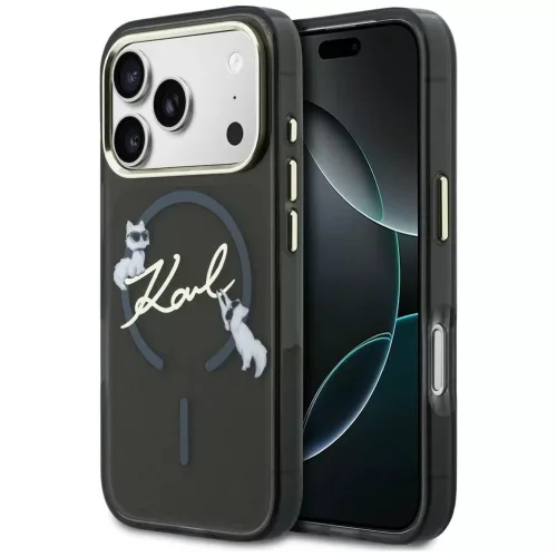 Karl Lagerfeld - IML Choupette and Karl Script Logo MagSafe (KLHMP18L5HKSCAK) - iPhone 18 Pro / iPhone 17 Pro - Black