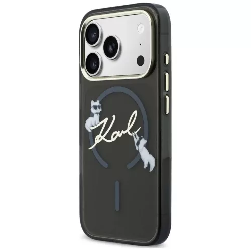 Karl Lagerfeld - IML Choupette and Karl Script Logo MagSafe (KLHMP18L5HKSCAK) - iPhone 18 Pro / iPhone 17 Pro - Black