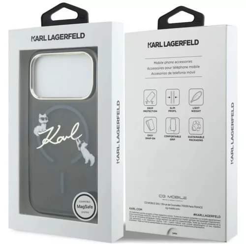 Karl Lagerfeld - IML Choupette and Karl Script Logo MagSafe (KLHMP18L5HKSCAK) - iPhone 18 Pro / iPhone 17 Pro - Black