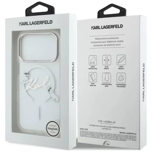 Karl Lagerfeld - IML Choupette and Karl Script Logo MagSafe (KLHMP18L5HKSCAH) - iPhone 18 Pro / iPhone 17 Pro - Transparent