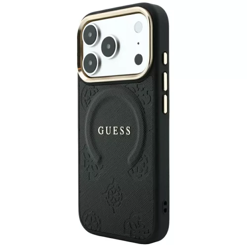 Guess - Saffiano Peony & Ring MagSafe (GUHMP18LPSAMSECK) - iPhone 18 Pro / iPhone 17 Pro - Black