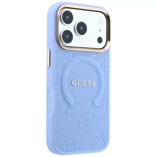 Guess - Saffiano Peony & Ring MagSafe (GUHMP18LPSAMSECB) - iPhone 18 Pro / iPhone 17 Pro - Light Blue
