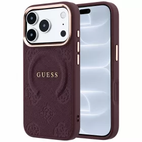   Guess - Saffiano Peony & Ring MagSafe (GUHMP18LPSAMSECU) - iPhone 18 Pro / iPhone 17 Pro - Burgundy