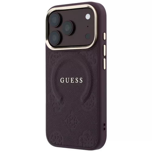 Guess - Saffiano Peony & Ring MagSafe (GUHMP18LPSAMSECU) - iPhone 18 Pro / iPhone 17 Pro - Burgundy