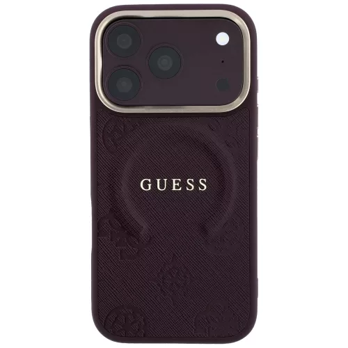Guess - Saffiano Peony & Ring MagSafe (GUHMP18LPSAMSECU) - iPhone 18 Pro / iPhone 17 Pro - Burgundy