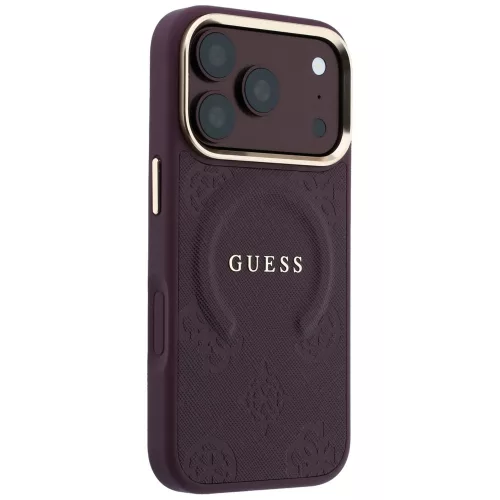Guess - Saffiano Peony & Ring MagSafe (GUHMP18LPSAMSECU) - iPhone 18 Pro / iPhone 17 Pro - Burgundy