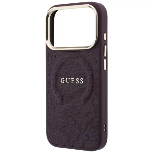 Guess - Saffiano Peony & Ring MagSafe (GUHMP18LPSAMSECU) - iPhone 18 Pro / iPhone 17 Pro - Burgundy