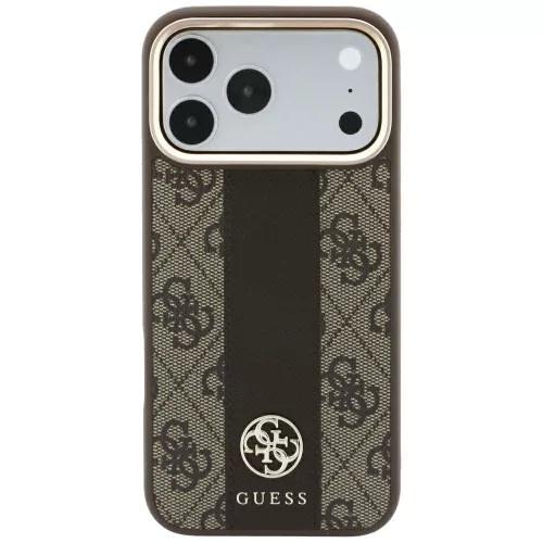 Guess - Leather 4G Stripe Round Classic Logo MagSafe (GUHMP18X6P4G4RCW) - iPhone 18 Pro Max / iPhone 17 Pro Max - Brown