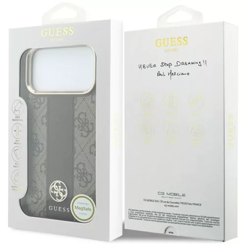 Guess - Leather 4G Stripe Round Classic Logo MagSafe (GUHMP18X6P4G4RCW) - iPhone 18 Pro Max / iPhone 17 Pro Max - Brown