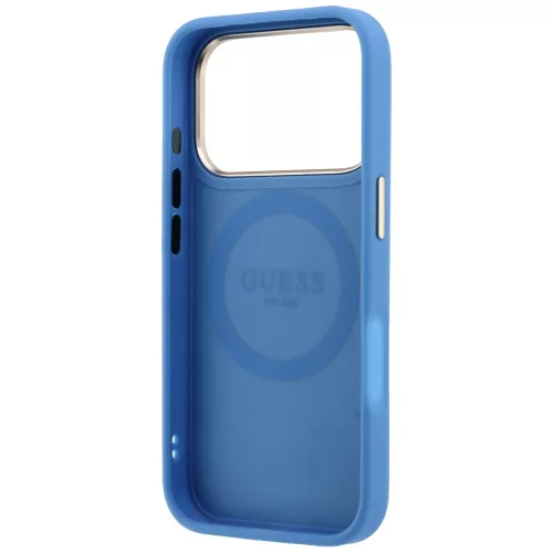 Guess - Leather 4G Stripe Round Classic Logo MagSafe (GUHMP18L6P4G4RCB) - iPhone 18 Pro / iPhone 17 Pro - Blue