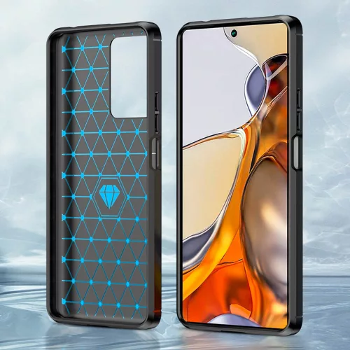 Techsuit - Carbon szilikon tok - Xiaomi 11T / 11T Pro - Fekete