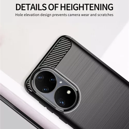 Techsuit - Carbon szilikon tok - Huawei P50 Pro - Fekete