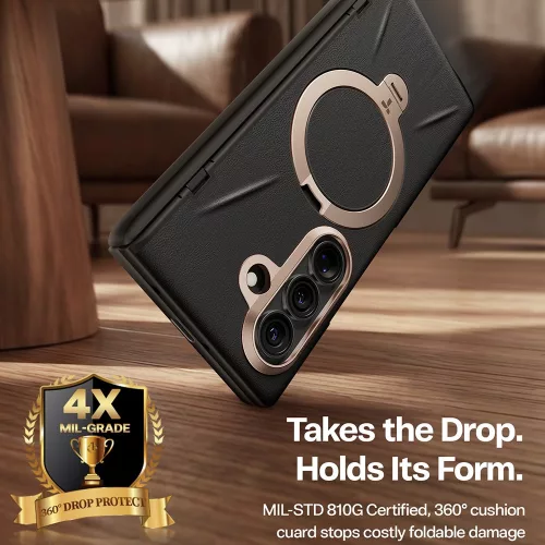 Torras - QPRO Leather Series - Samsung Galaxy Z Fold8 Ultra - Black