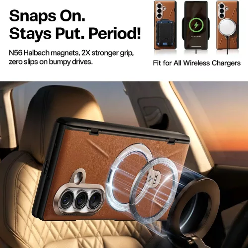 Torras - QPRO Leather Series - Samsung Galaxy Z Fold8 Ultra - Brown