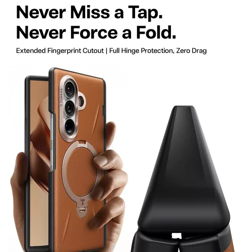 Torras - QPRO Leather Series - Samsung Galaxy Z Fold8 Ultra - Brown
